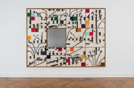 Ferdinand Dölberg Am Ende die Leerstelle, 2023 210 x 280 cm Modulares Schiebesystem mit Kohle und Kreide auf Leinwand 