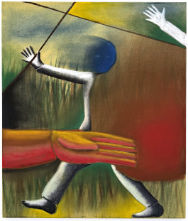 Ferdinand Dölberg Still the question of who is waving to whom, 2025 Chalk, charcoal on canvas 70 x 60 cm