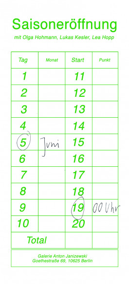 Olga Hohmann Saisoneröffnung 