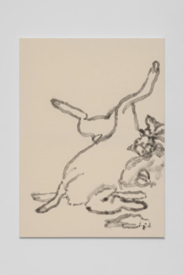 Rebekka Benzenberg, Flesh, 2023, soot and pencil on canvas, 110 x 80 cm 