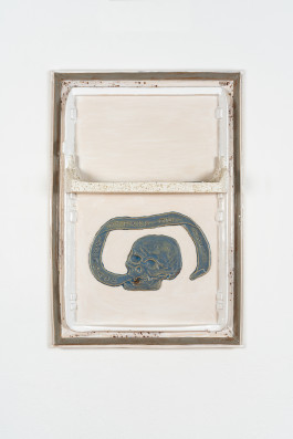 Monika Grabuschnigg Single Fridge (Tomorrow breaks our gaze), 2022 Glazed ceramic and aluminium, 75 x 52 x 15 cm 