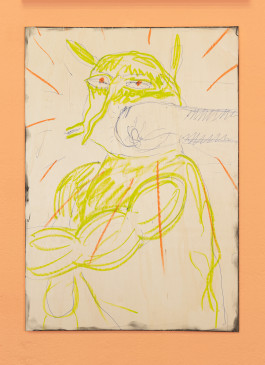 Yanik Soland, zack, der Schweiz aufs Maul, 2021, Enamel und Öl auf Holz, 48 x 20 cm 