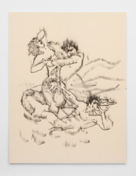 Rebekka Benzenberg Everything you say, yeah you said that yesterday 2024 200 x 155 cm Soot on canvas