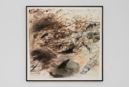 Helena Uambembe, When the Okavango runes dry. 2024, 100 x 104 cm, watercolor, charcoal on paper 