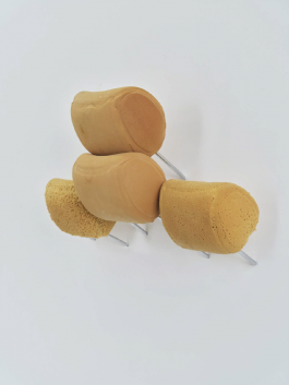 Jiyoon Chung Everything is Personal to Me, 2024 polypropylene head restsraints collected from crushed cars and degraded by mealworms 31 x 81 x 38 cm